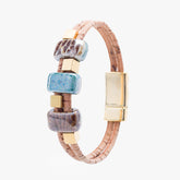 Bracelet in Natural Cork with Ceramics and Gold Beads